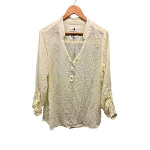 Claudio Milano Women's XL‎ Cotton Blend 3/4 Sleeve Button Down Top